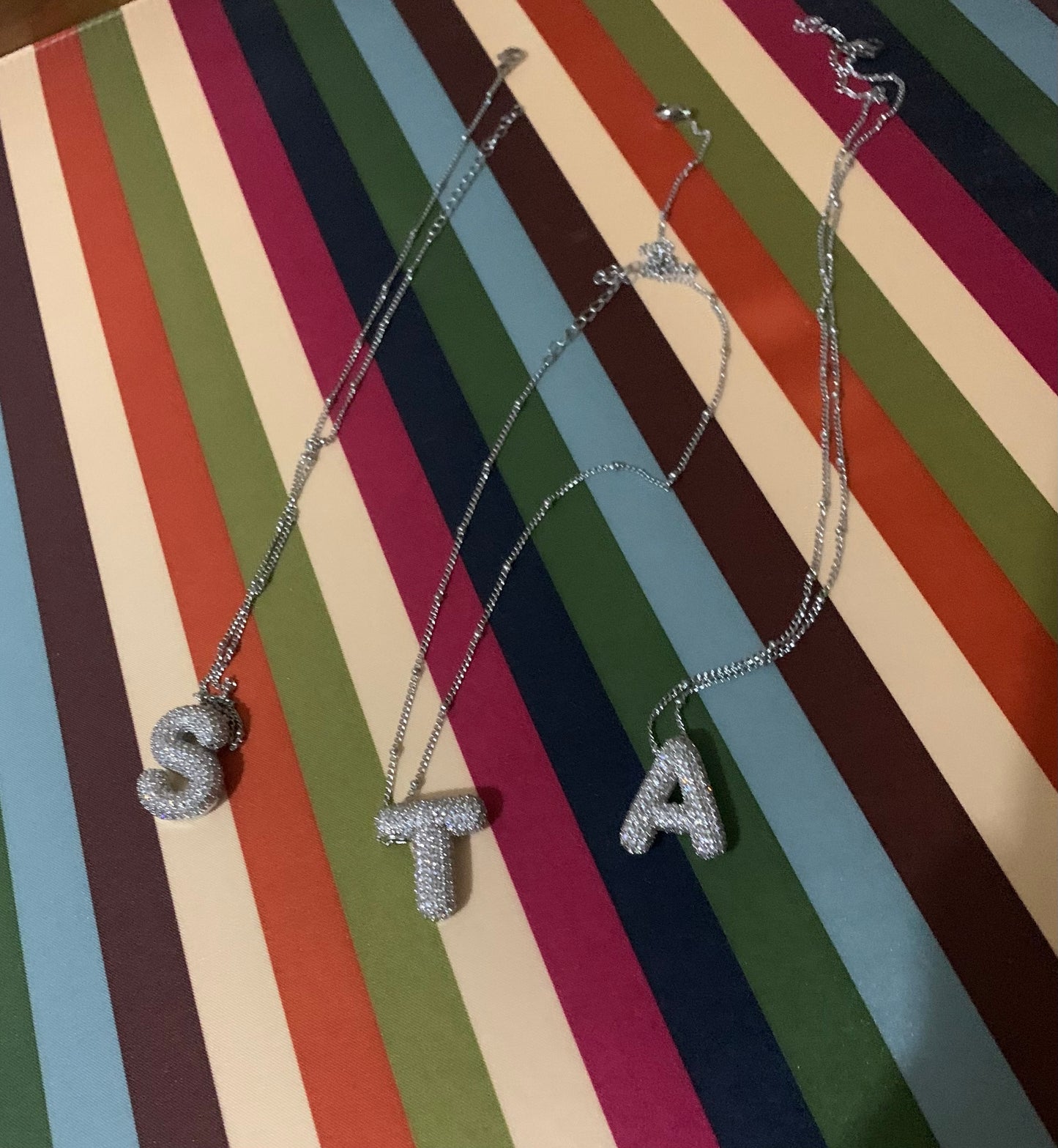 Bling Initial Necklace- S,T