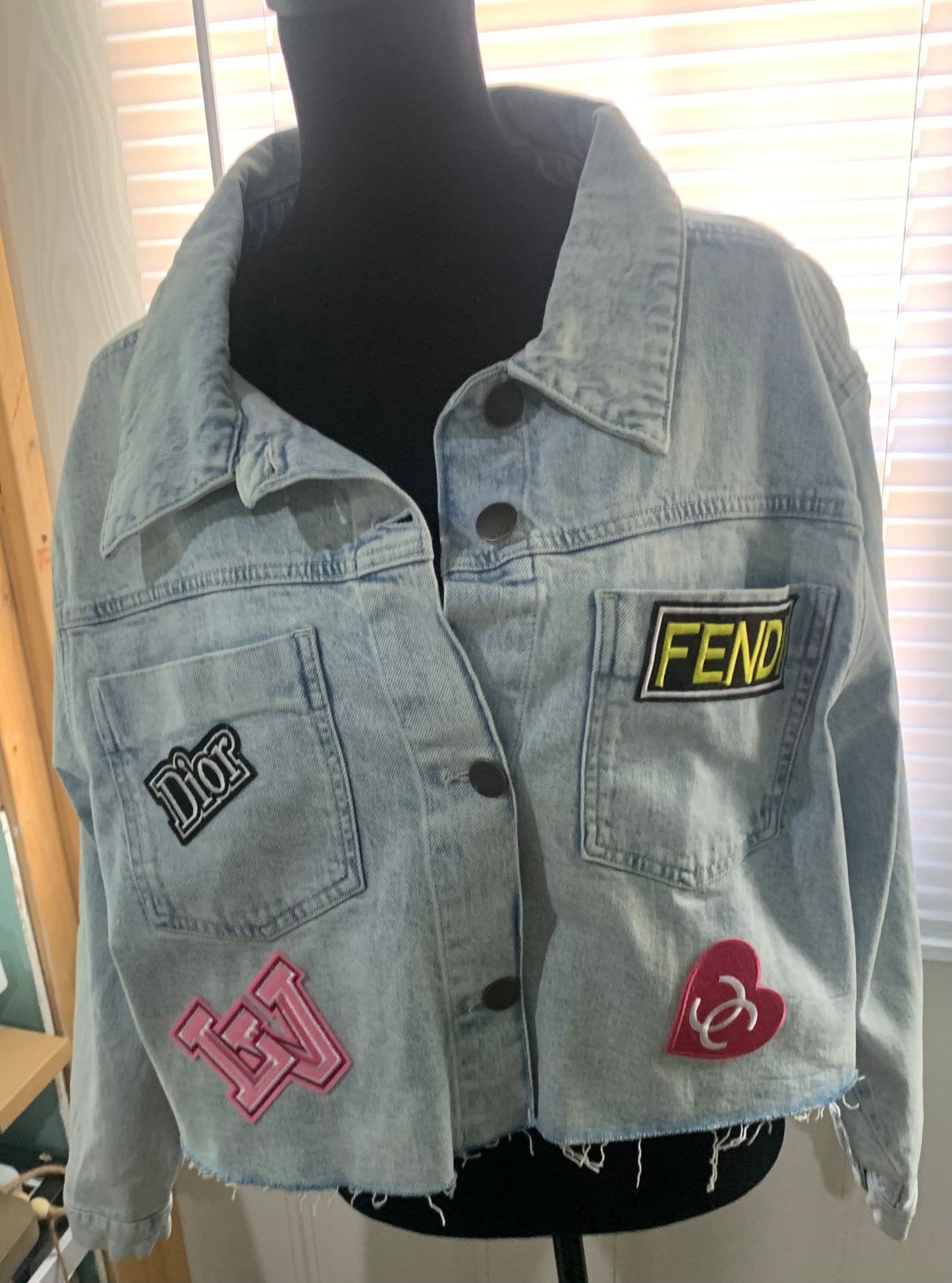 Denim Half Jacket with Patches 1X