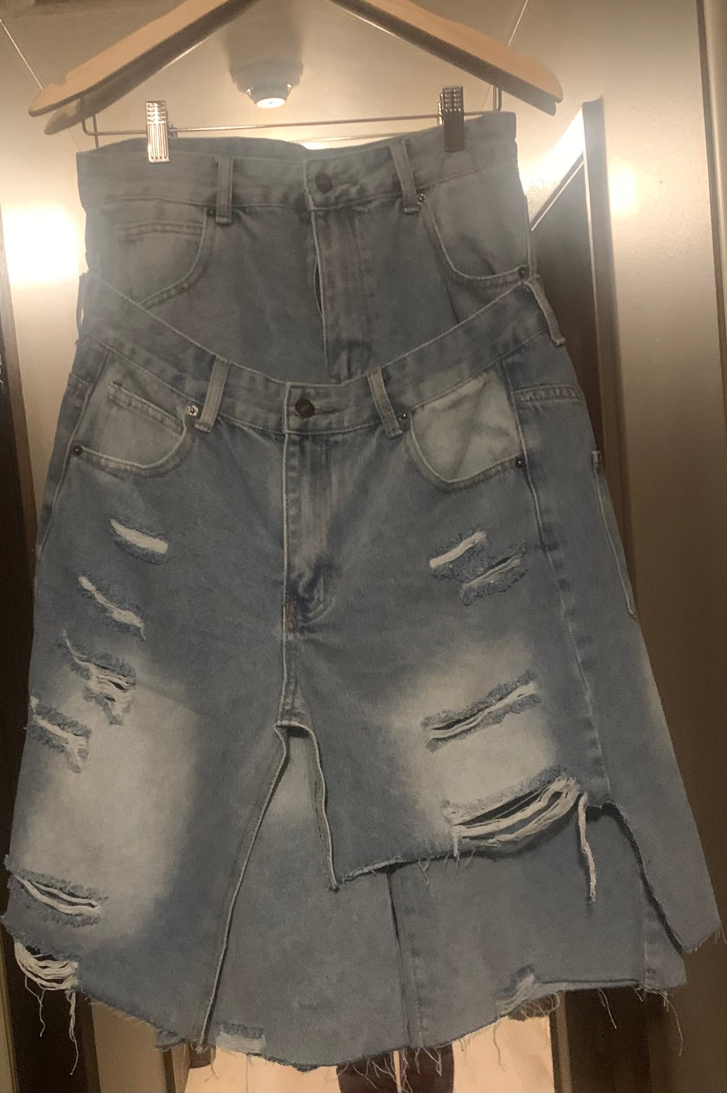 Skirted In Denim Long Shorts