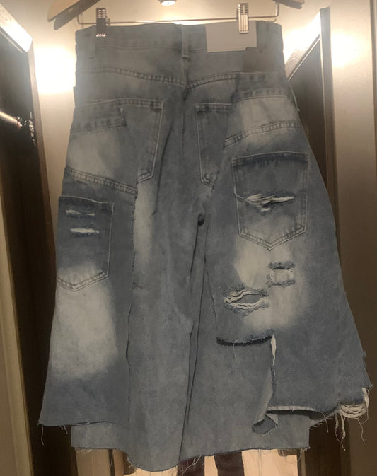 Skirted In Denim Long Shorts